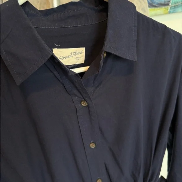 Universal Thread Dark Blue Long Sleeve Button Up Dress - Picture 5 of 6